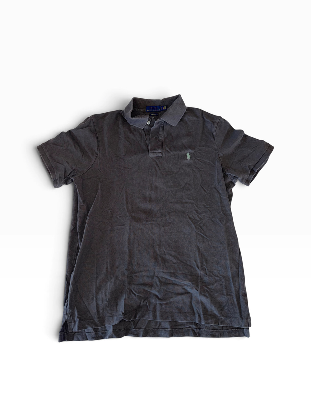 Polo Ralph Lauren Polo Shirt Gray with Tiffany Blue Collar | Men's L